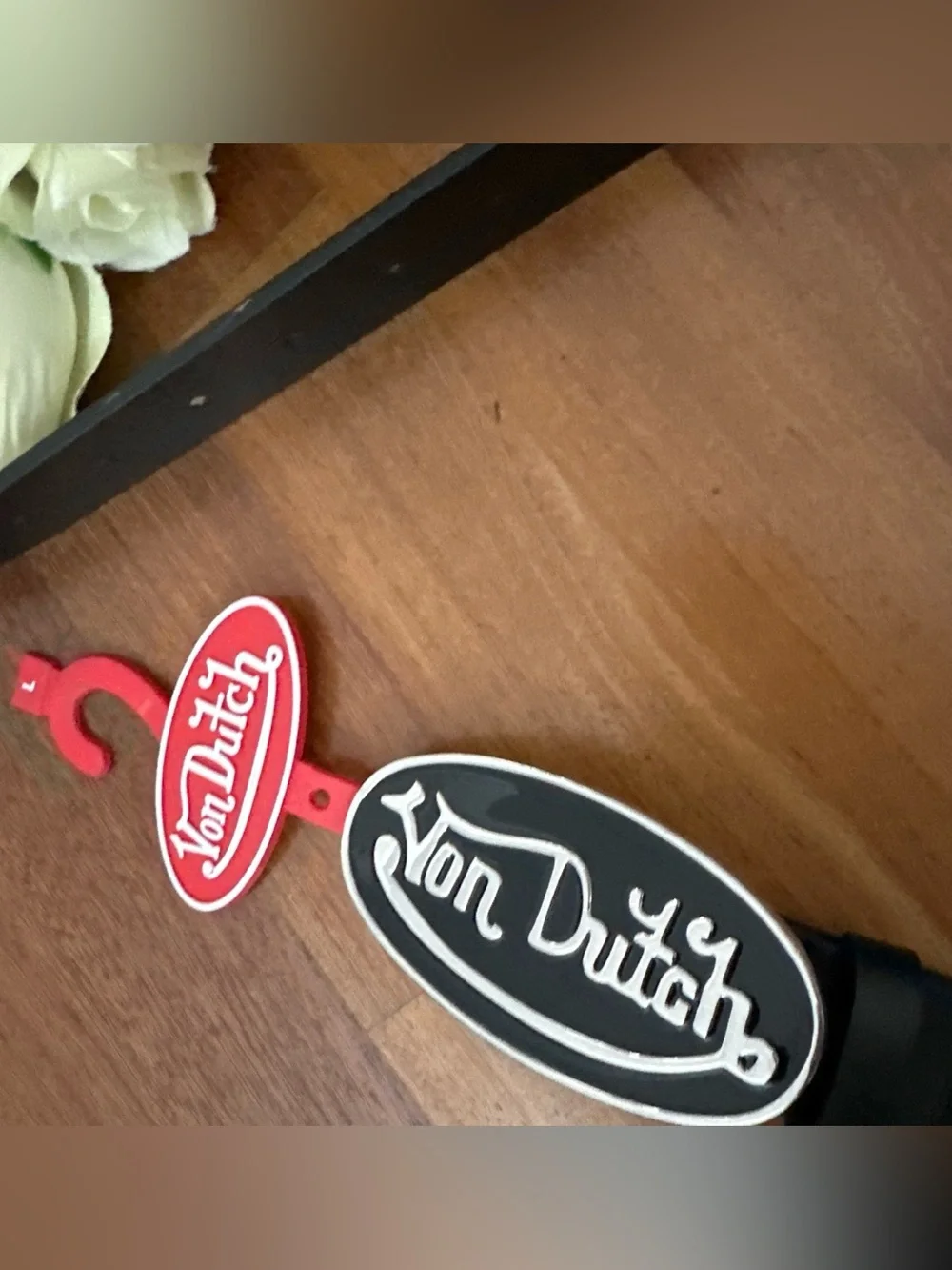 Von Dutch Black and Red Logo Belt Accent